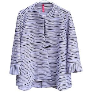EUC IC by Connie K Ribbed Wave Stripe Jacket Top Lavender Black Size 1X